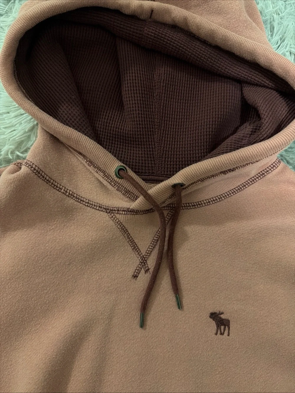 Abercrombie & Fitch Sz Medium Soft Fleece Hoodie Salmon Pink Thermal Lined Hood